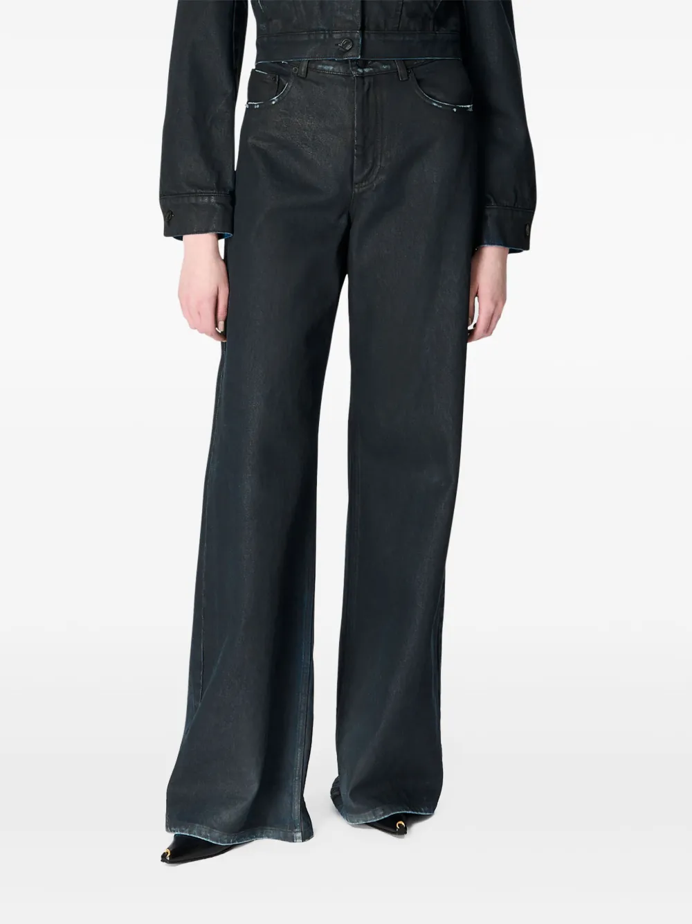 Marine Serre Moon waxed jeans - Nero