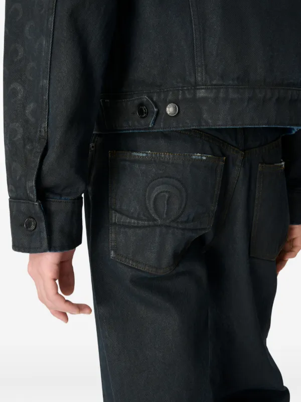 Marine Serre Moon Waxed Denim Jacket | Black | FARFETCH CA