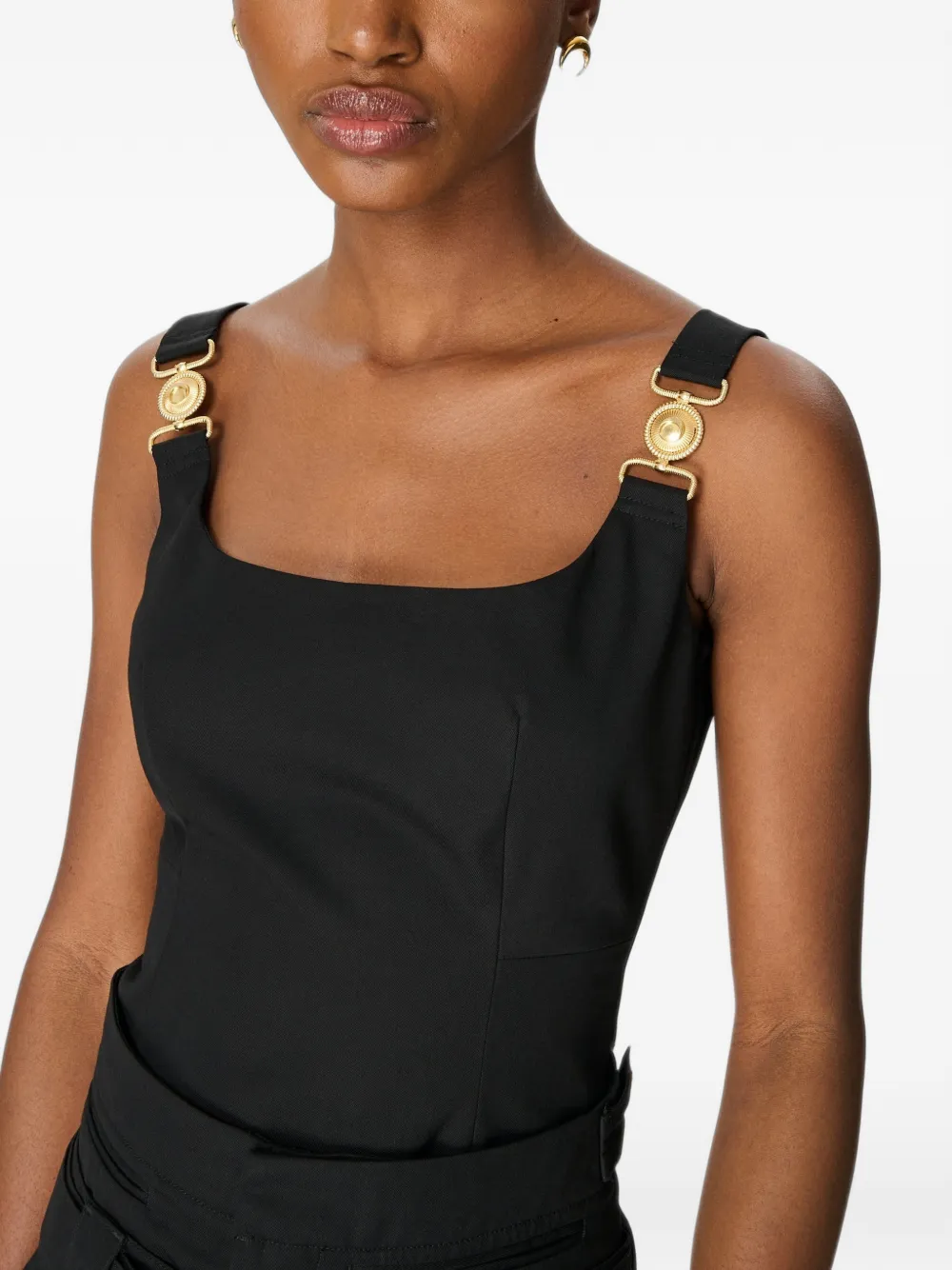 Marine Serre Mouwloze top met kettingdetail Zwart