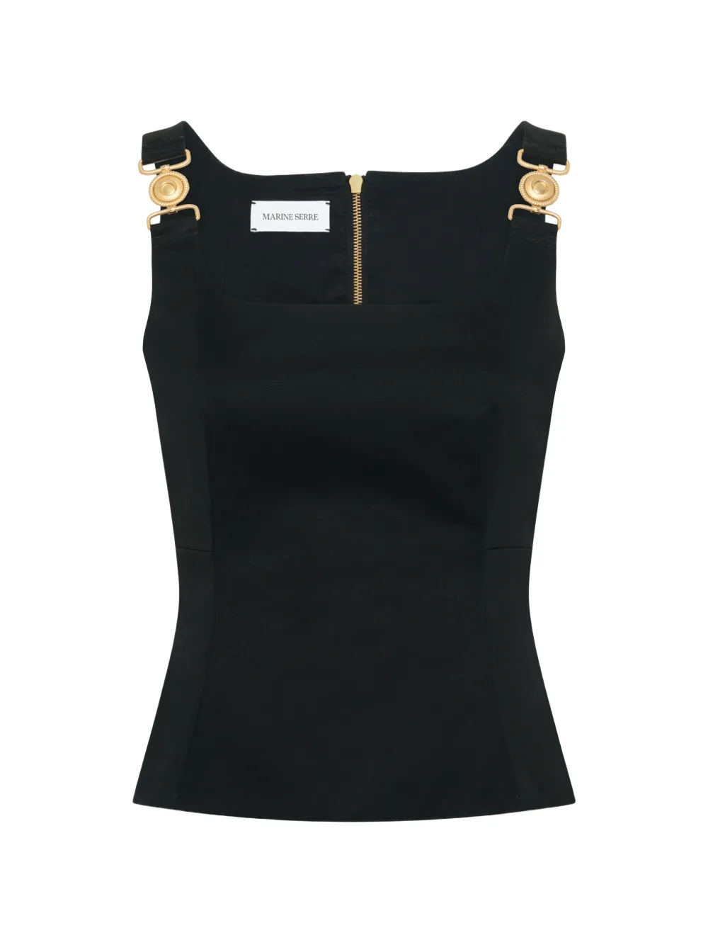 Marine Serre Mouwloze top met kettingdetail Zwart