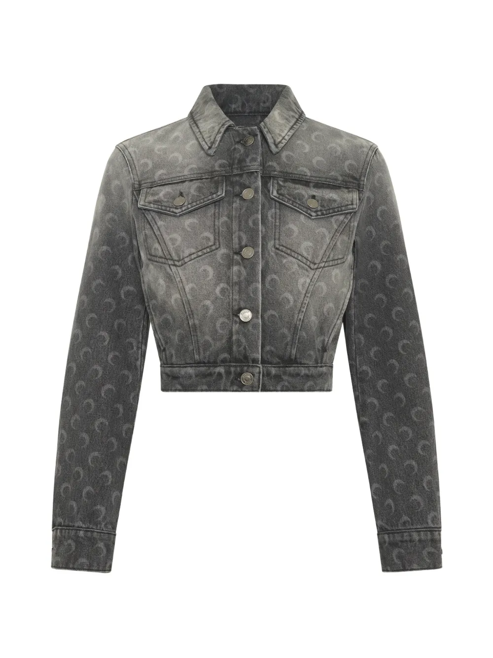 Marine Serre Denim jack met maanprint Grijs