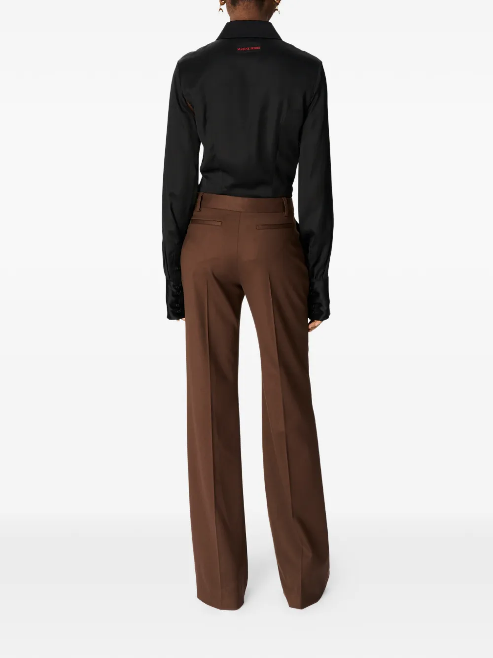 Marine Serre Virgin-wool Tailored Trousers In Brown