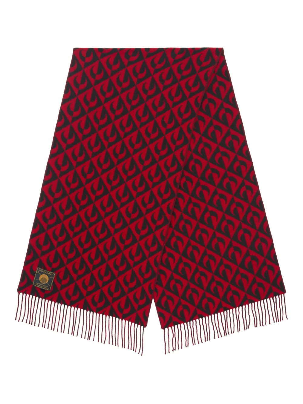 Marine Serre moon lozenge wool scarf - Rosso
