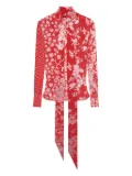 Marine Serre floral-print tie-neck blouse - Red