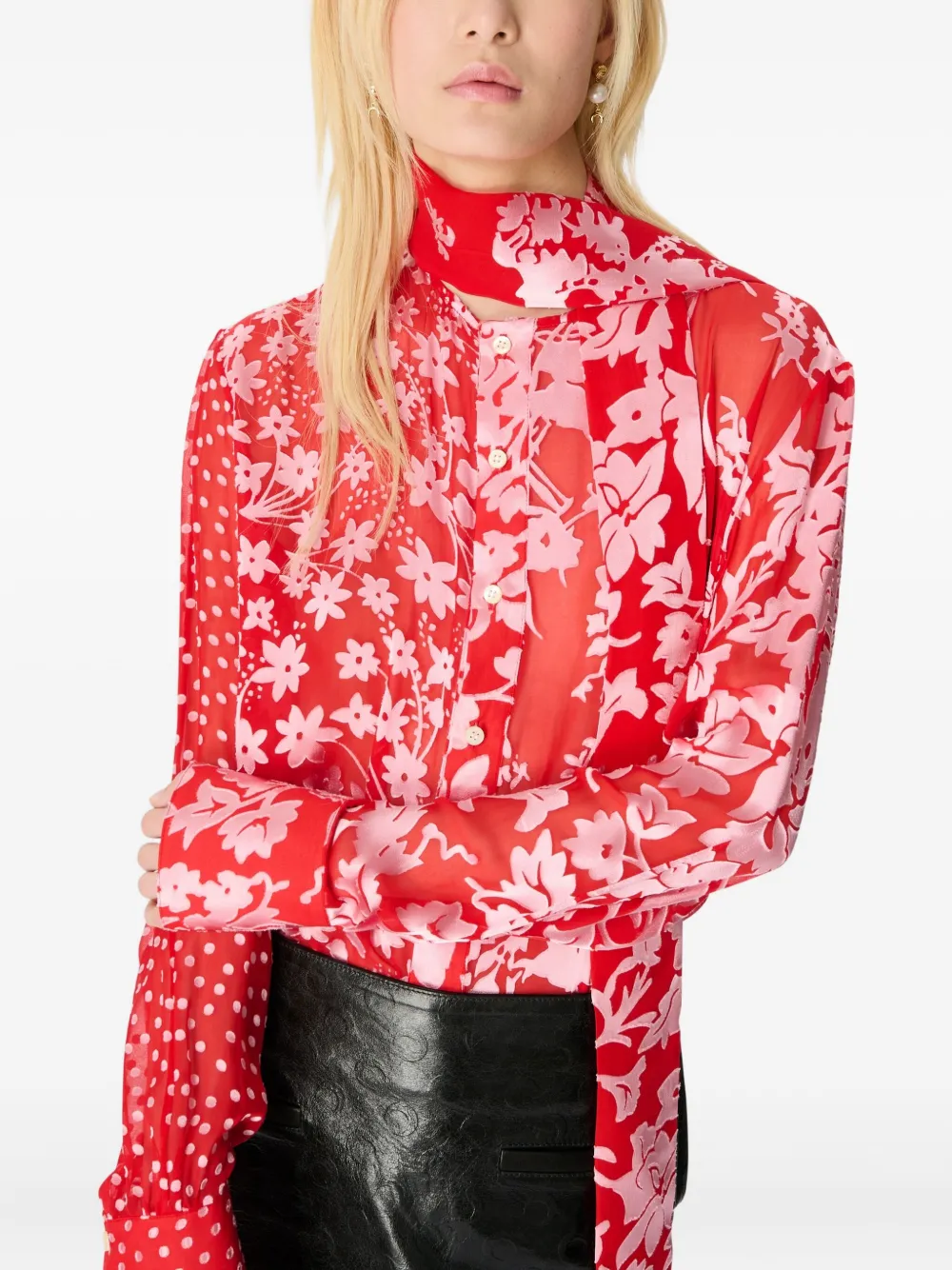 Marine Serre Blouse met bloemenprint Rood