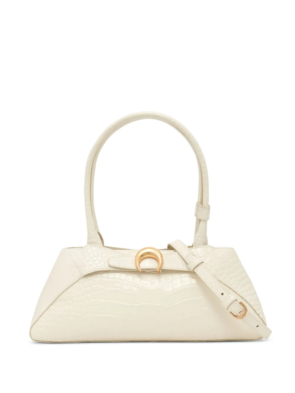 Marine Serre Medium Aurora Crocodile-embossed Tote Bag In White
