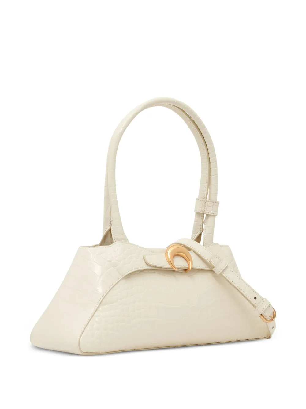 Marine Serre Medium Aurora Crocodile-embossed Tote Bag In White