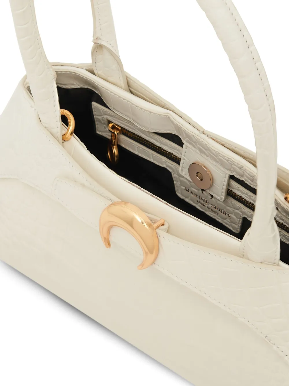 Marine Serre Medium Aurora Crocodile-embossed Tote Bag In White