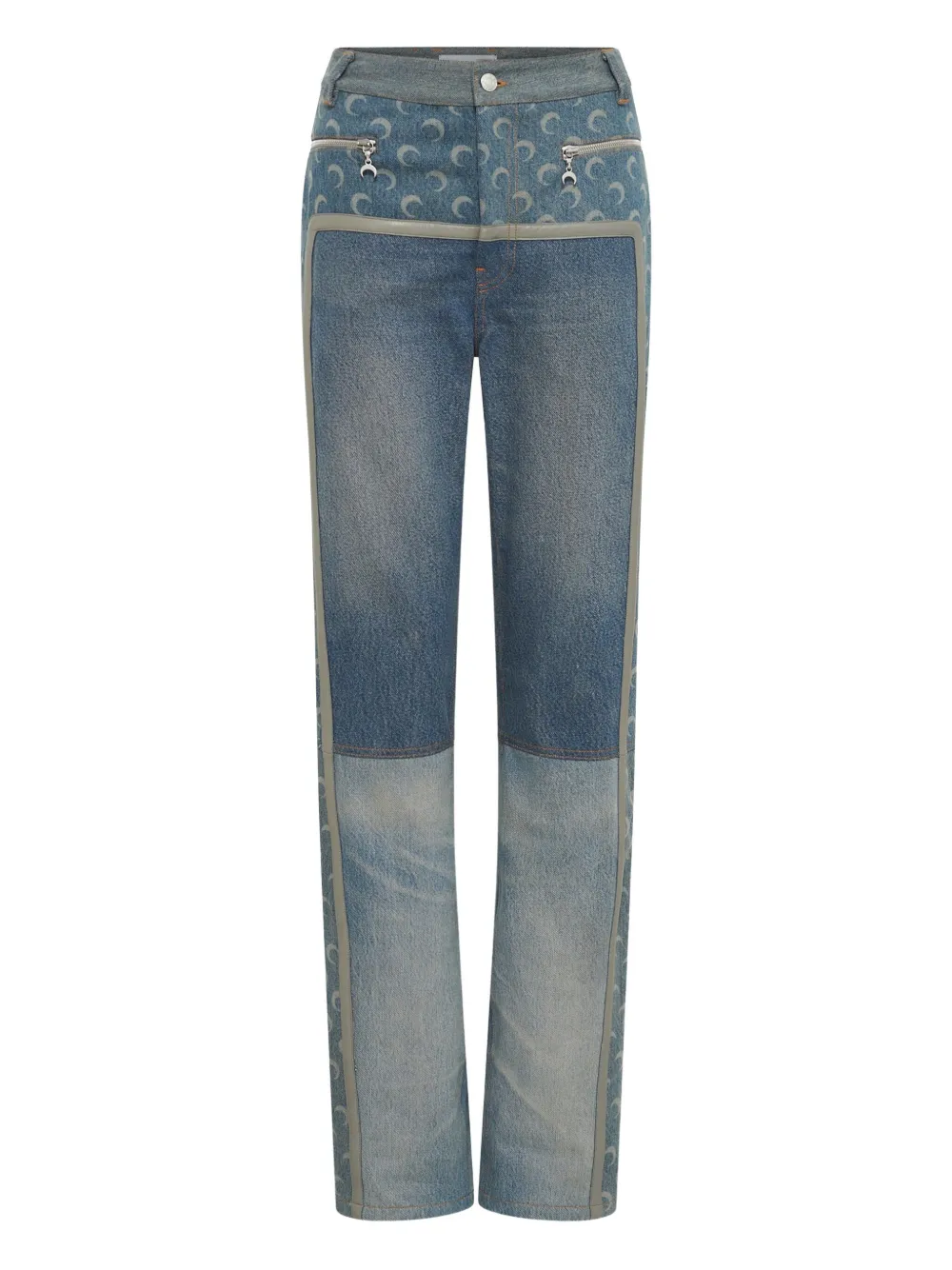 Marine Serre moon-print zip-fly jeans - Blu