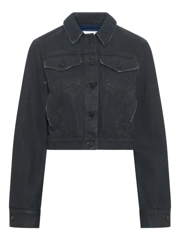 Marine Serre Moon ワックス デニムジャケット | ブラック | FARFETCH JP