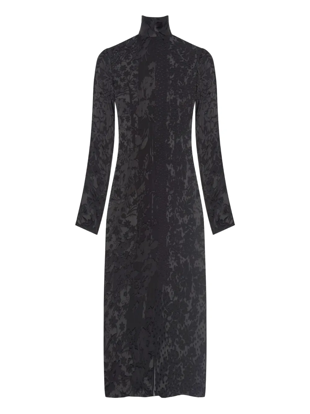 Marine Serre floral-print tie-neck maxi dress Zwart