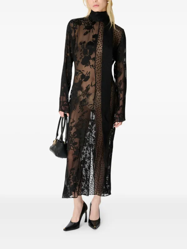 Marine Serre floral-print tie-neck Maxi Dress | Black | FARFETCH
