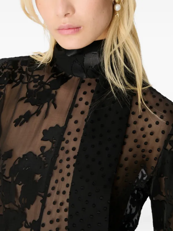 Marine Serre floral-print tie-neck Maxi Dress | Black | FARFETCH