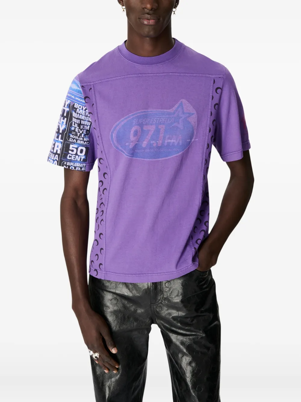 Marine Serre playera con estampado gráfico | morado | Image 1