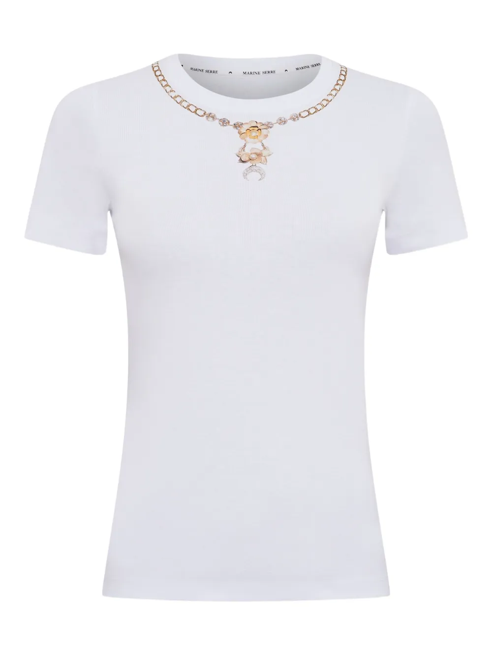 Marine Serre Trompe L Il Jewelry White Jersey Baby Fit T-shirt In White