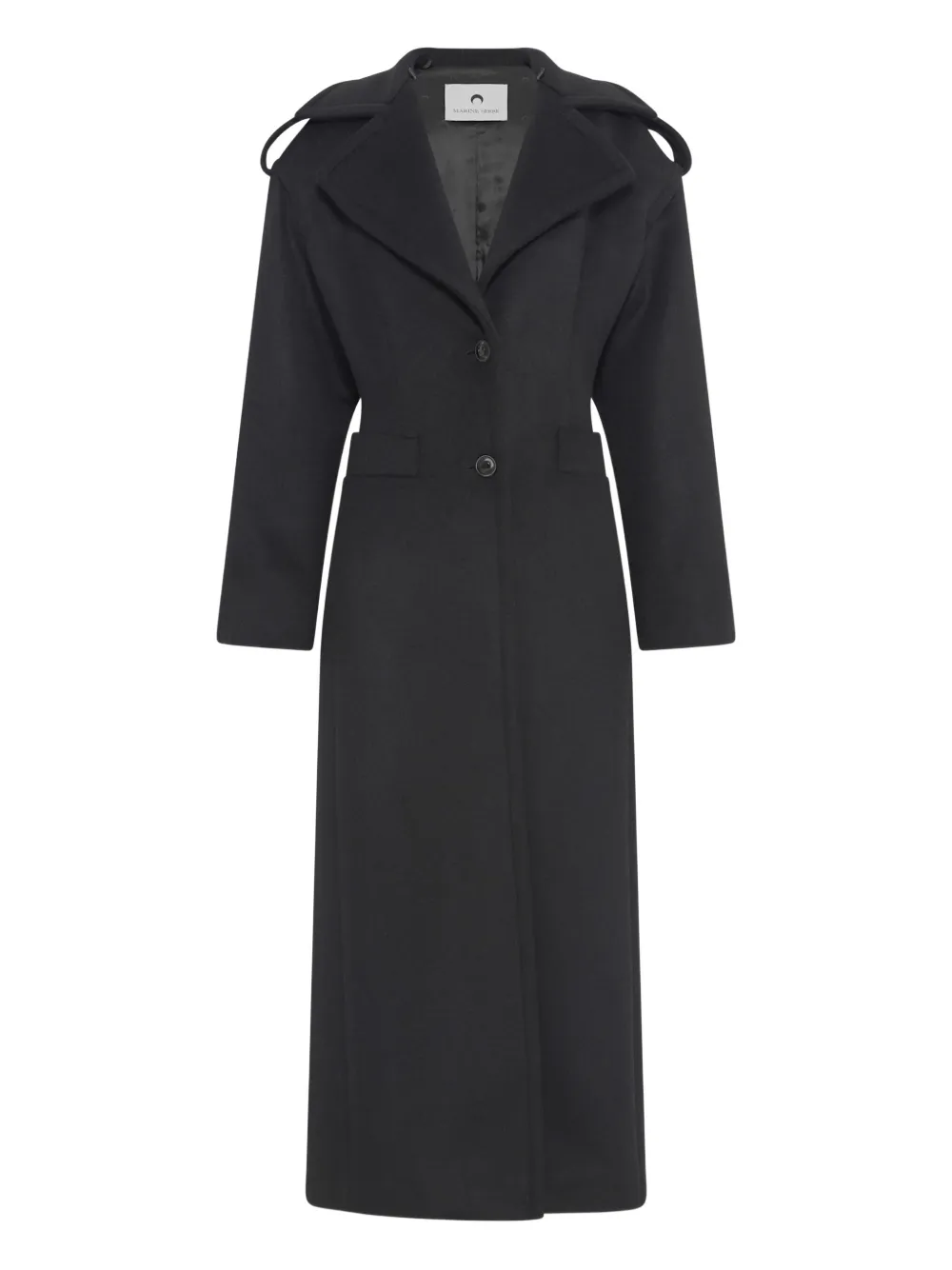 Marine Serre wool single-breasted coat | Black | Image 1