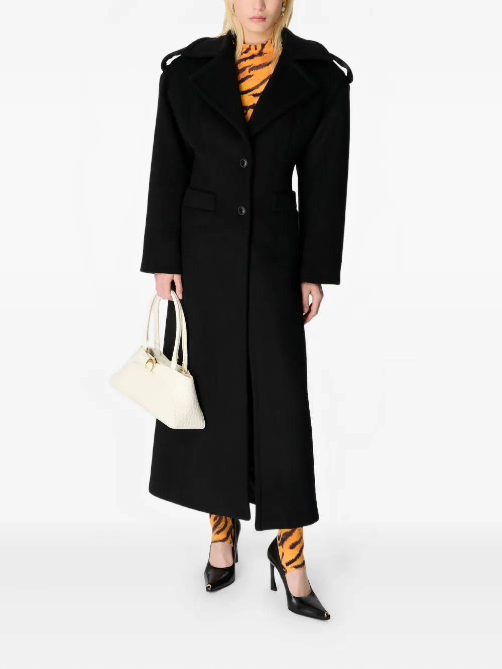 Marine Serre wool single-breasted coat | Single Breasted Coats | Image 2