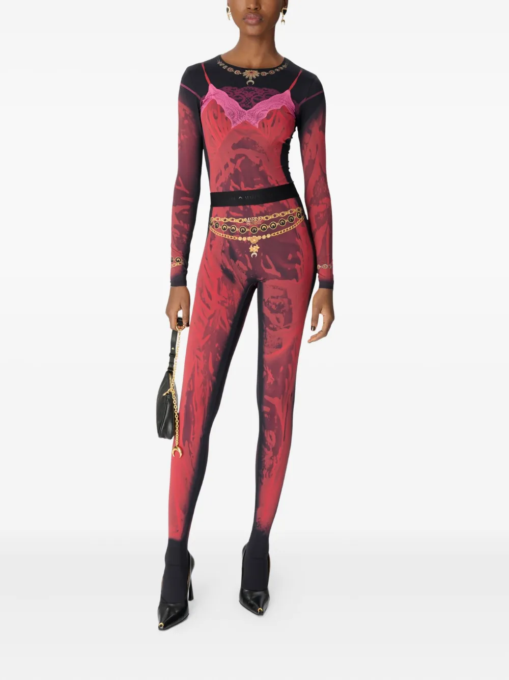 Marine Serre printed jersey leggings - Rood