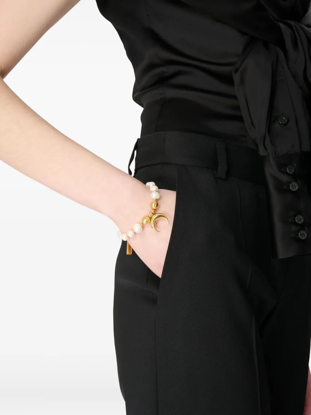 Marine Serre Satijnen wikkelblouse Zwart