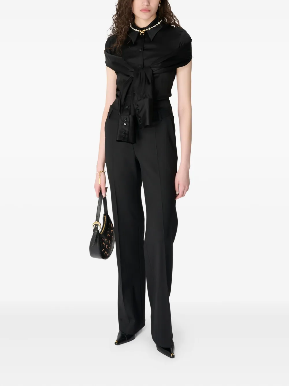Marine Serre Satijnen wikkelblouse - Zwart