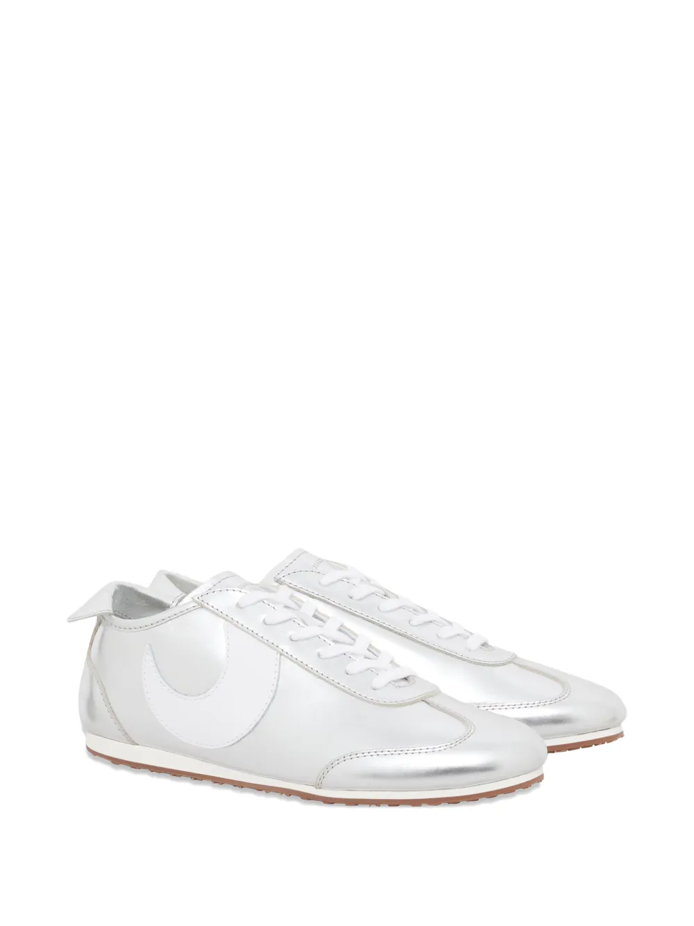 Marine Serre MS Astra leren sneakers met metallic-effect Grijs