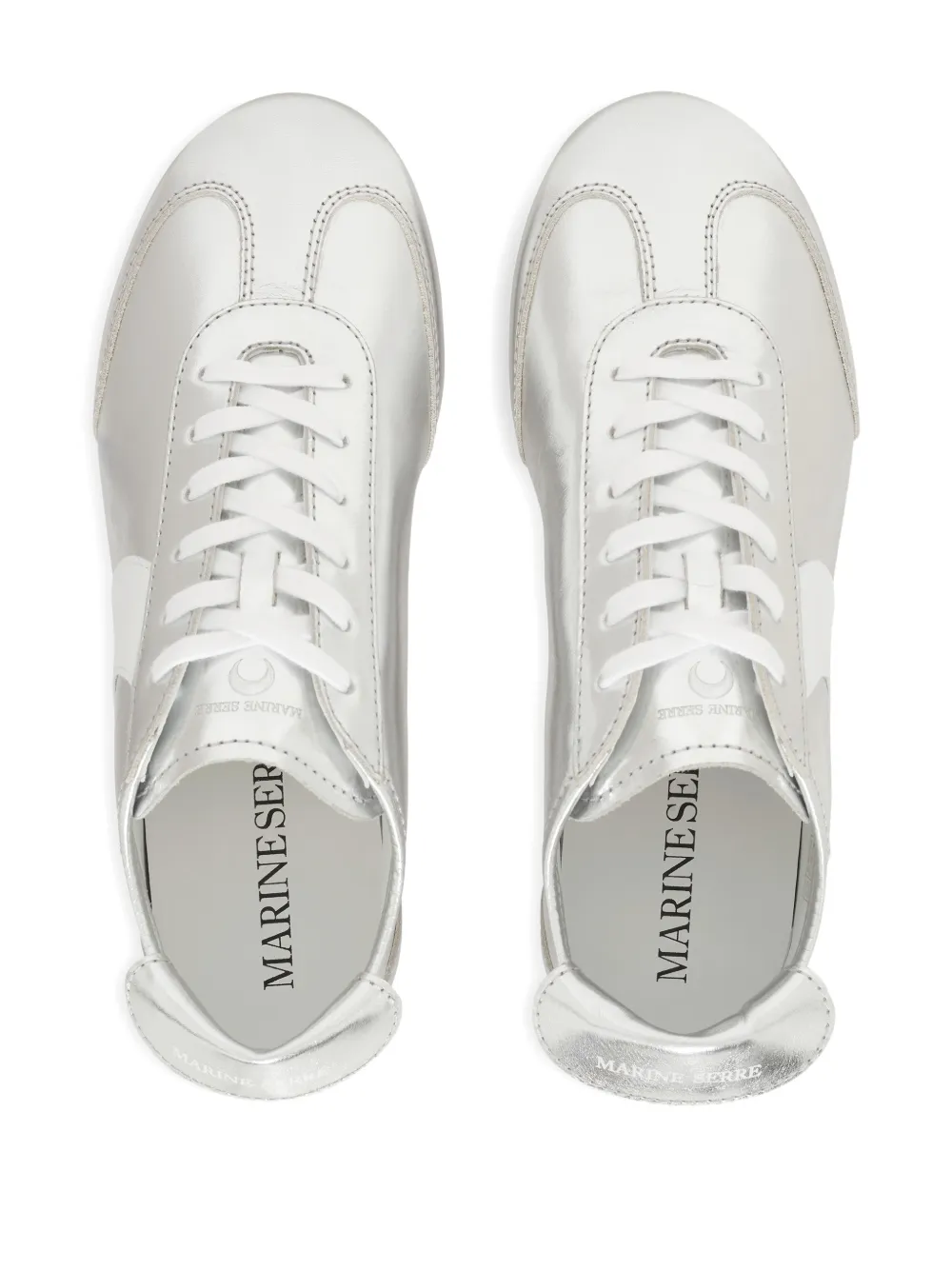 Marine Serre MS Astra leren sneakers met metallic-effect Grijs