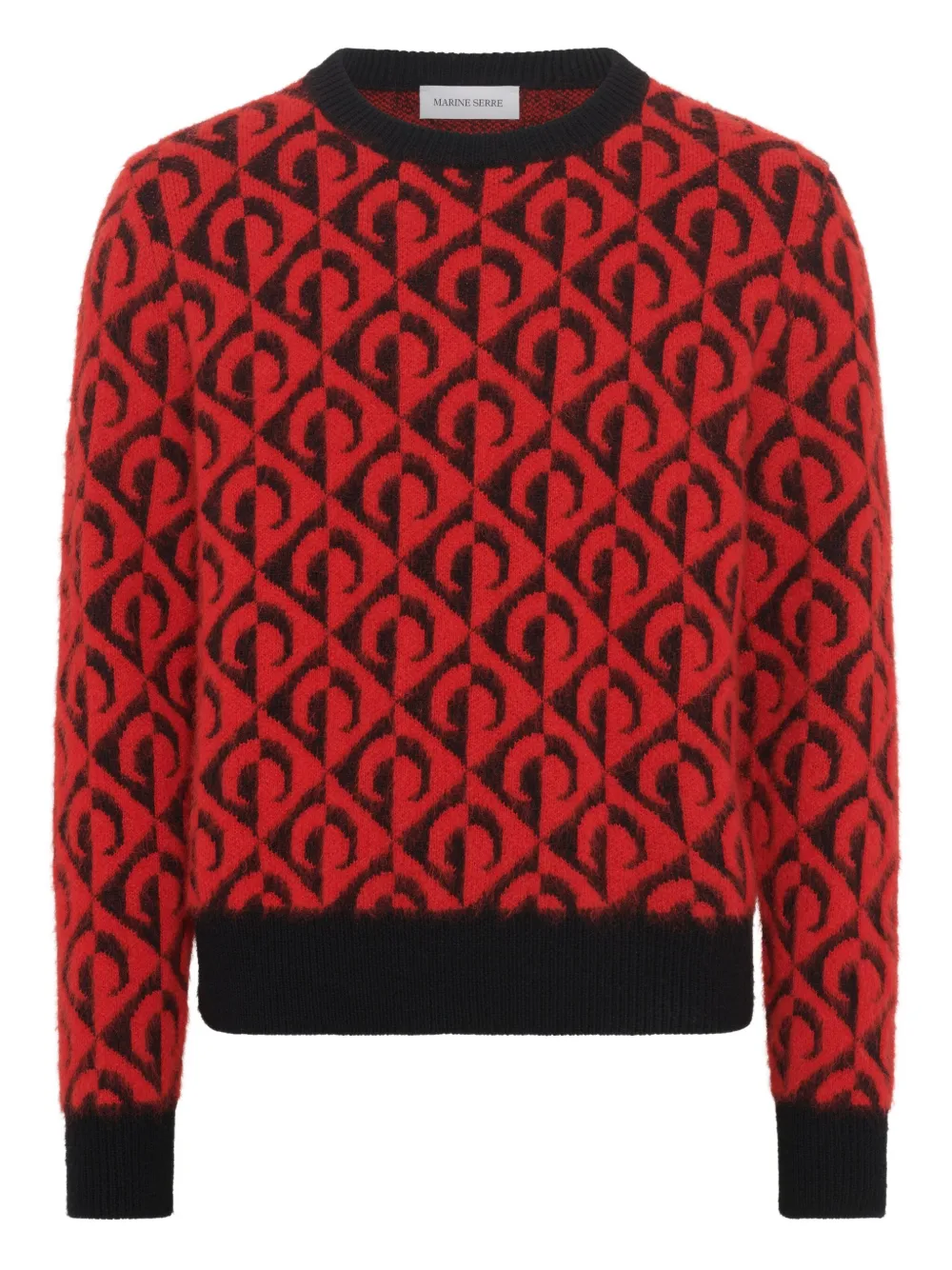 Marine Serre suéter con cuello redondo | rojo | Image 1