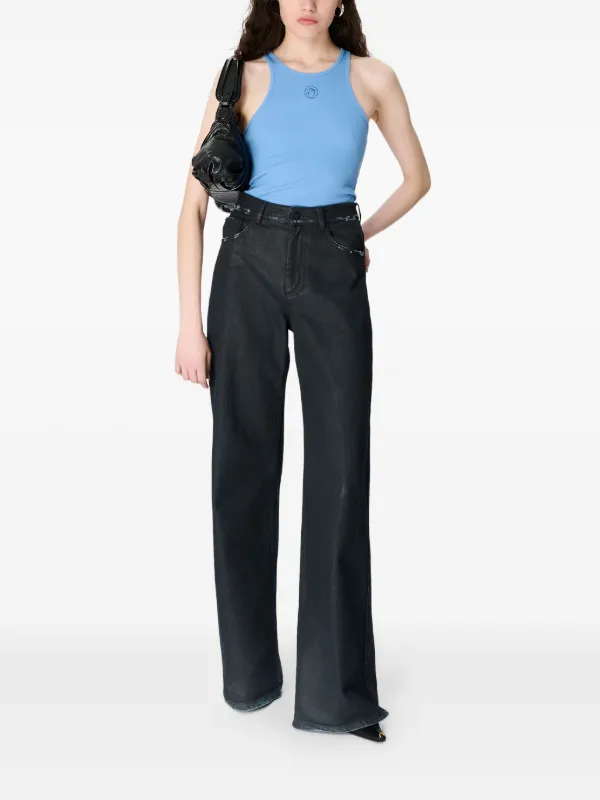 Marine Serre Logo ribbed-jersey Tank Top | Blue | FARFETCH Marine Serre Logo ribbed-jersey Tank Top | Blue | FARFETCH