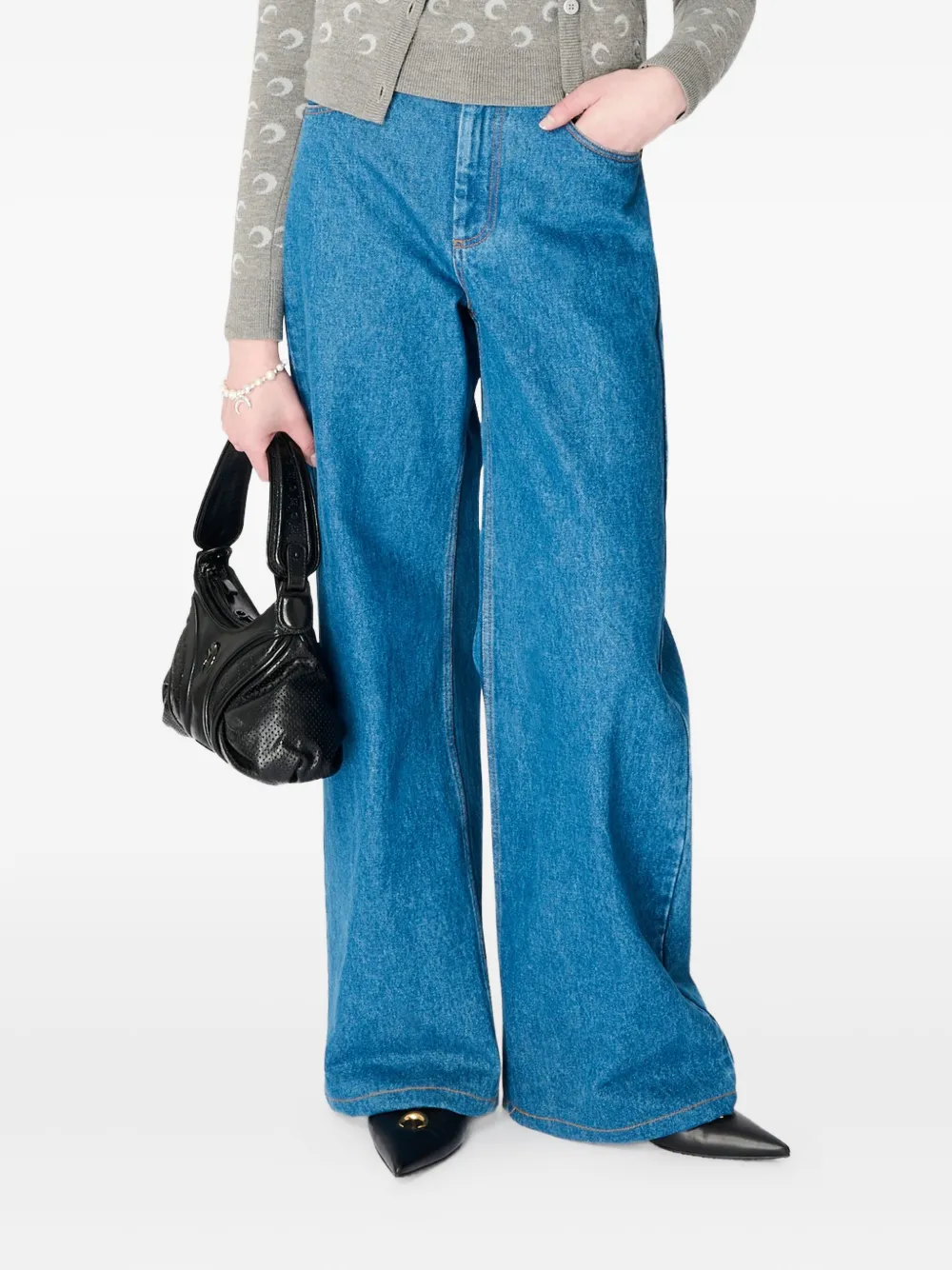 Marine Serre Moon Laser Flare Jeans In Blue