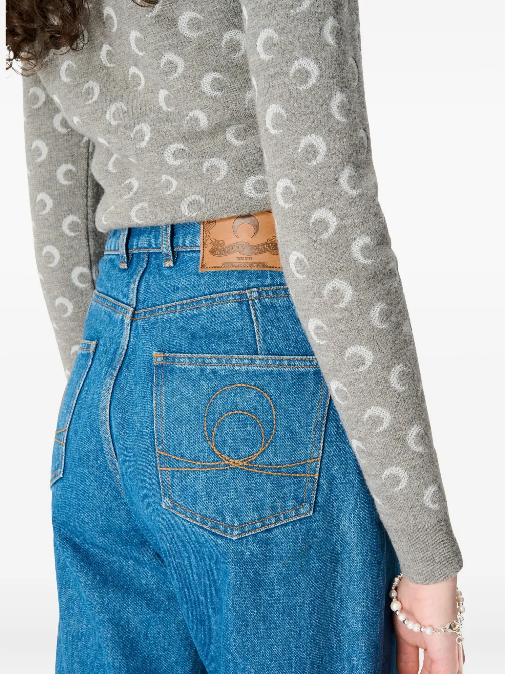Marine Serre Moon Laser Flare Jeans In Blue