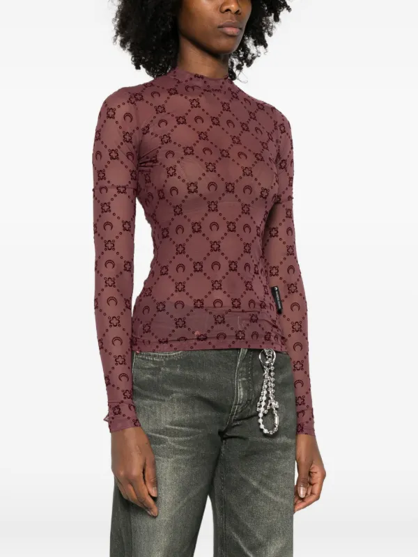 トップス MARINE SERRE Marine Serre Moonogram Marine Serre Moonogram long-sleeve Top | Red | FARFETCH