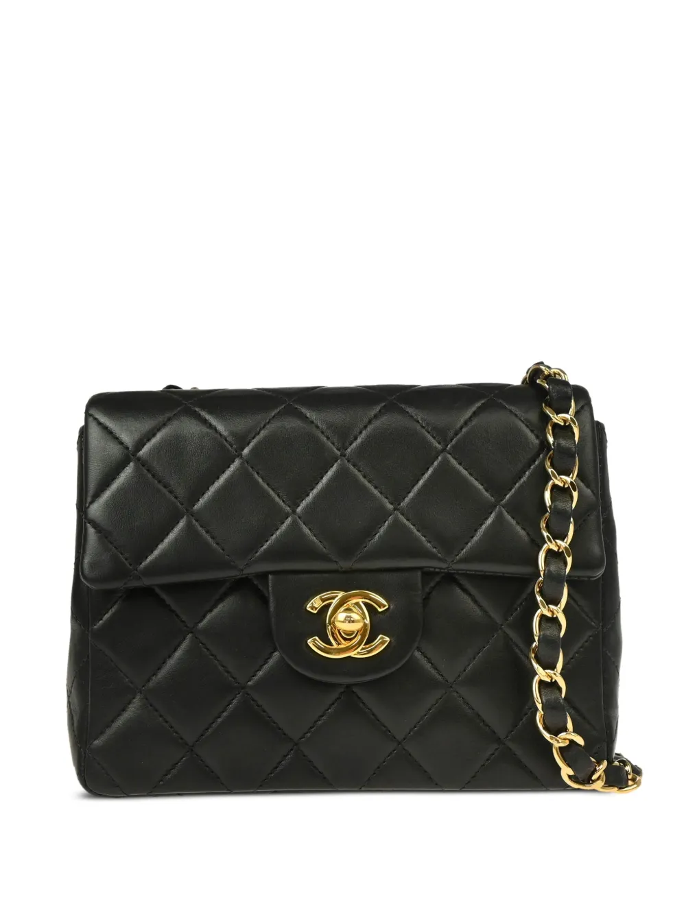 CHANEL Pre-Owned 2003 クラシック フラップ スクエア ショルダーバッグ ミニ - ブラック CHANEL Pre-Owned 2003 クラシック フラップ スクエア ショルダーバッグ ミニ - ブラック