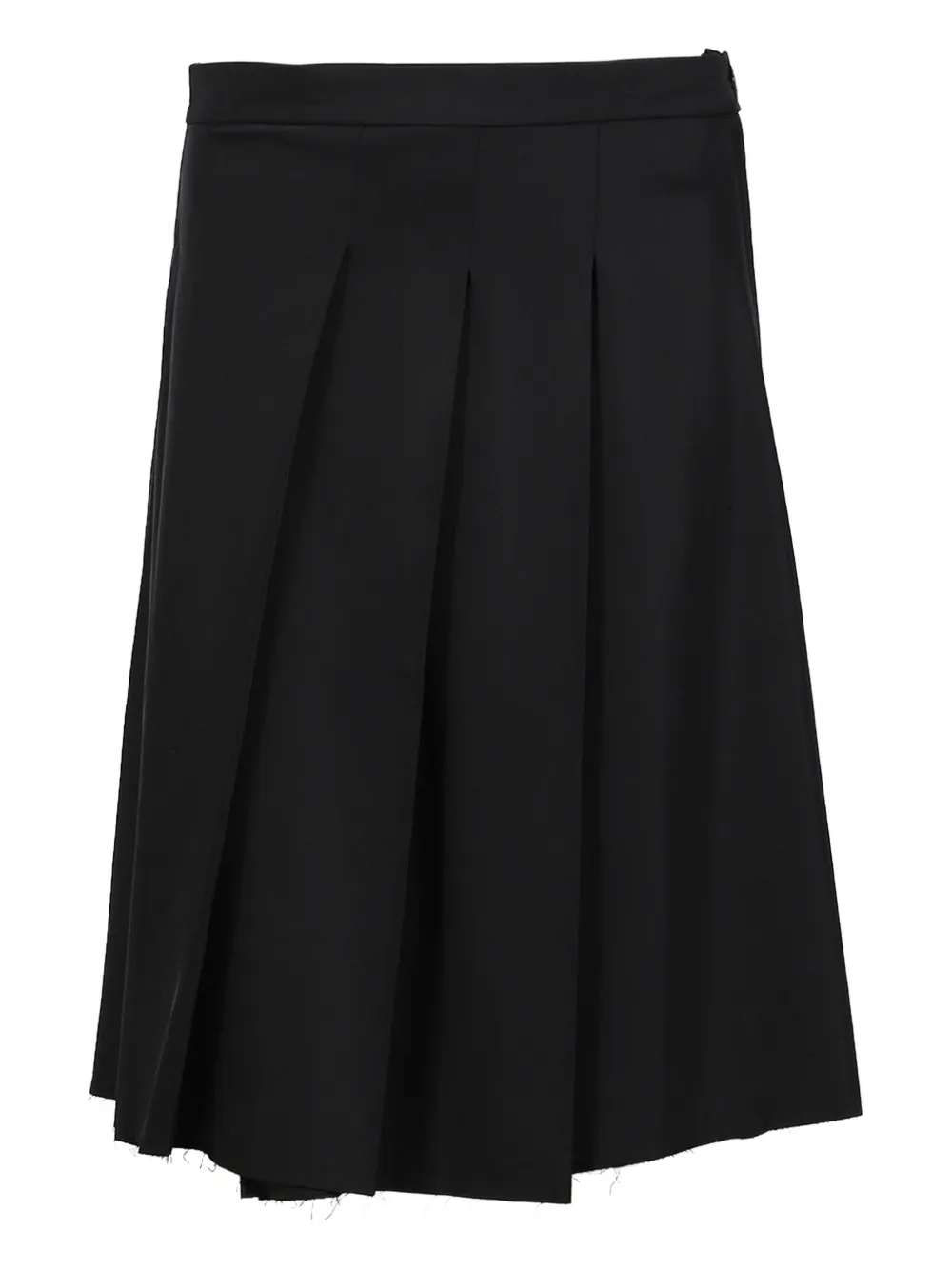 pleated frayed-edge skirt