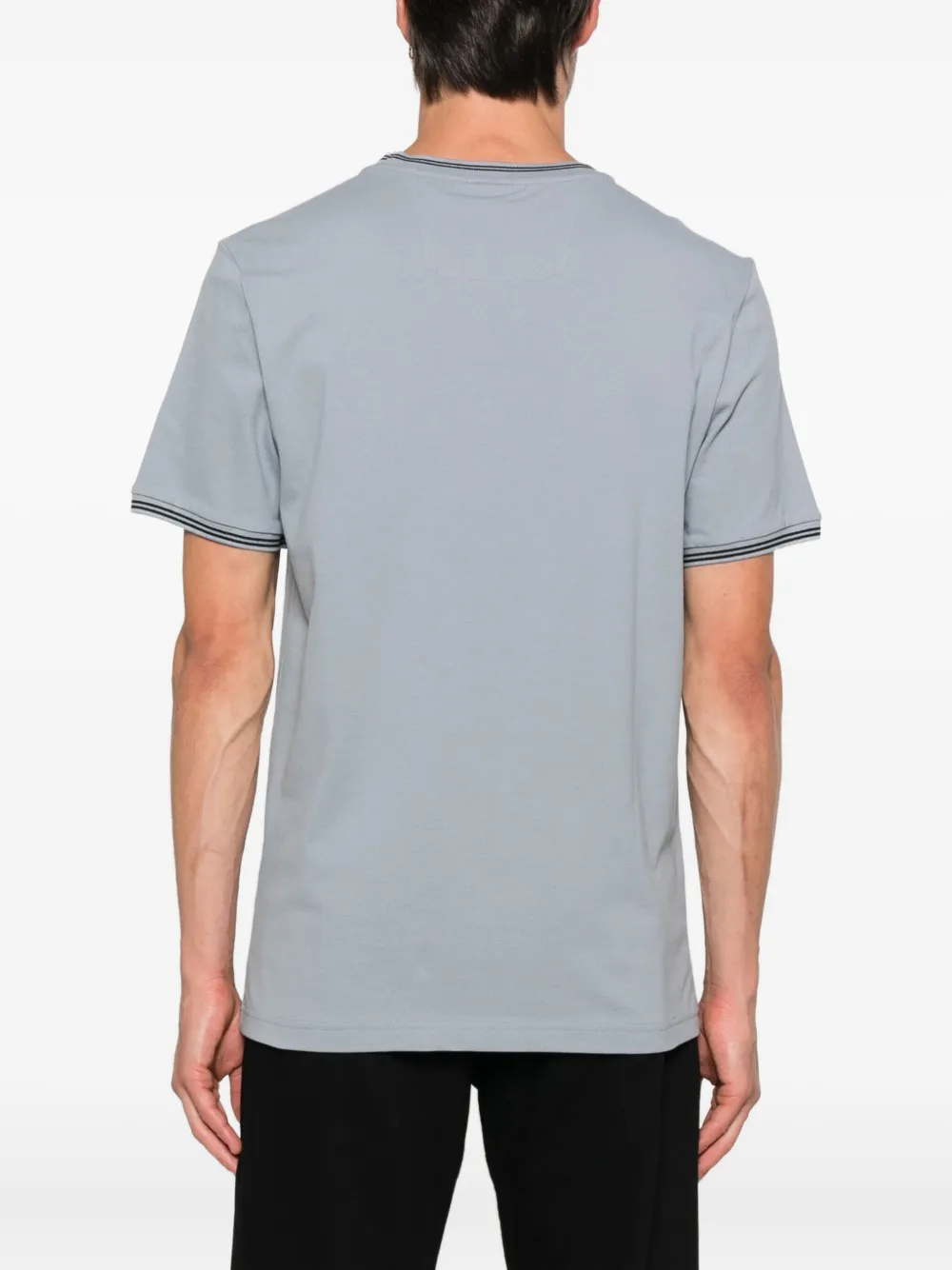 BOSS Katoenen T-shirt met gestreepte kraag Grijs