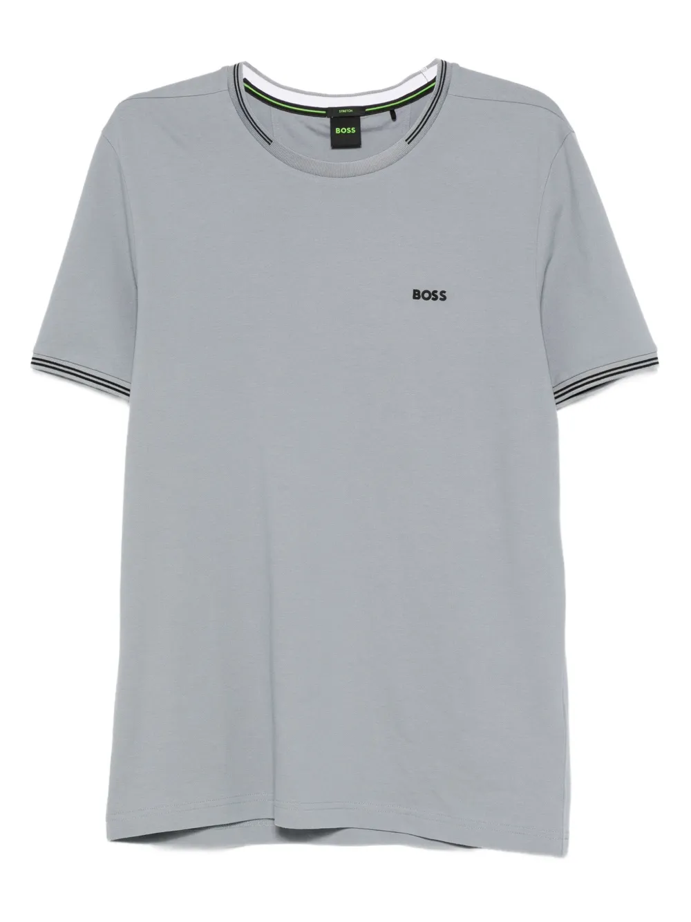 BOSS Katoenen T-shirt met gestreepte kraag Grijs