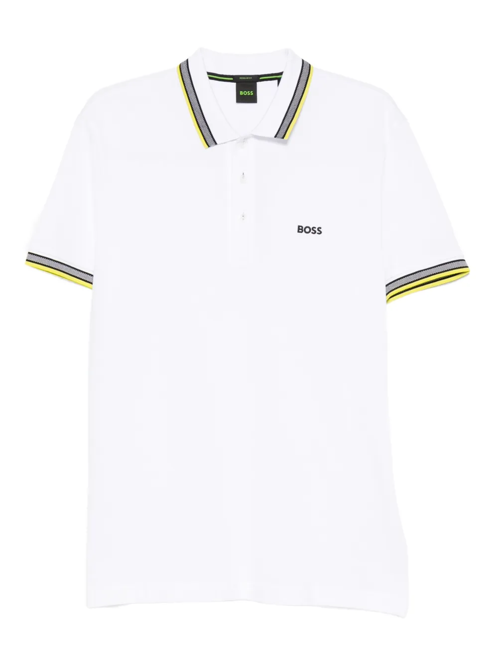 BOSS Poloshirt met gestreepte kraag Wit