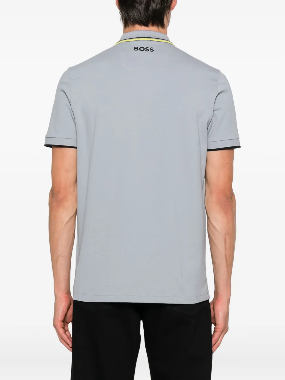 BOSS Poloshirt met gestreepte kraag Grijs
