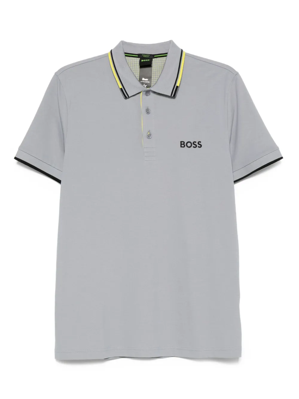 BOSS Poloshirt met gestreepte kraag Grijs