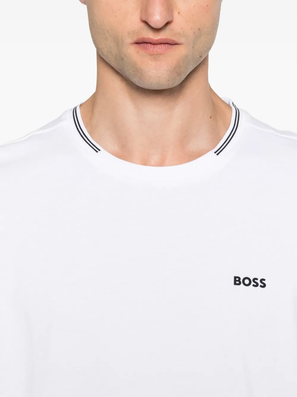 BOSS T-shirt met ronde hals en afwerking Wit