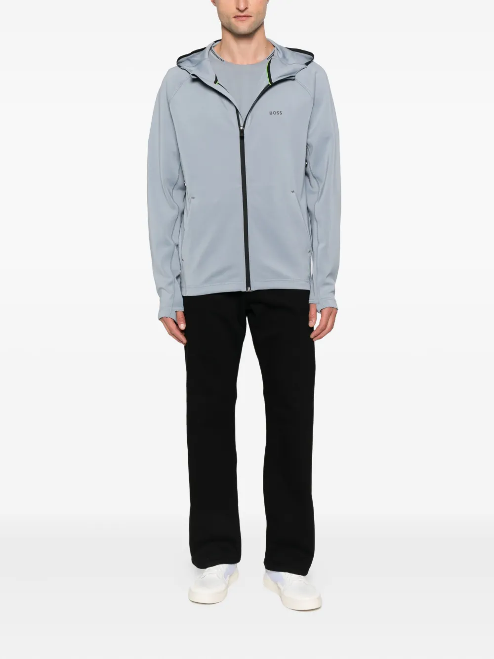 BOSS Hoodie met rits Blauw