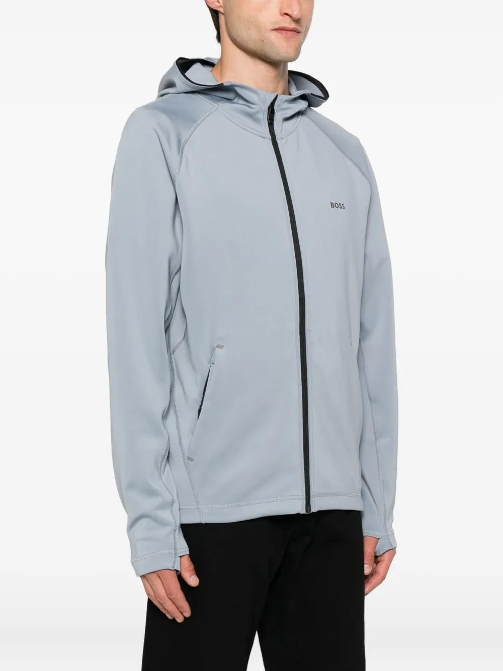 BOSS Hoodie met rits Blauw