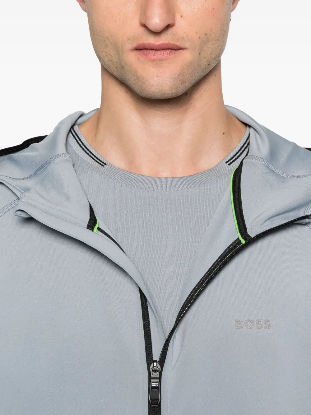 BOSS Hoodie met rits Blauw