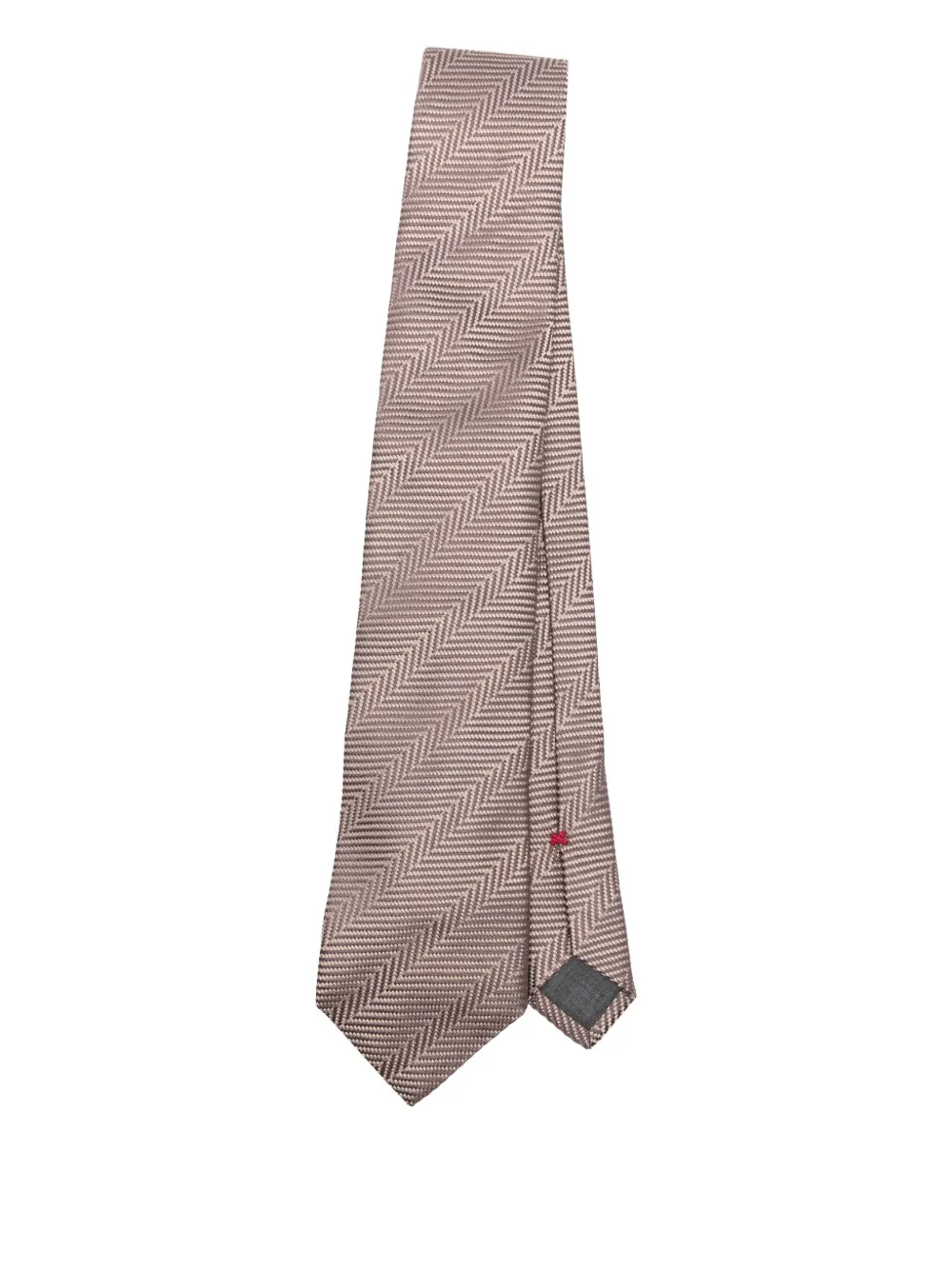 Brunello Cucinelli herringbone silk tie Bruin