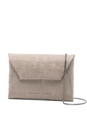 クラッチバッグ Brunello Cucinelli Suede Finish Clutch Bag With Fold-Over Brunello Cucinelli Women's Suede Finish Clutch Bag With Fold