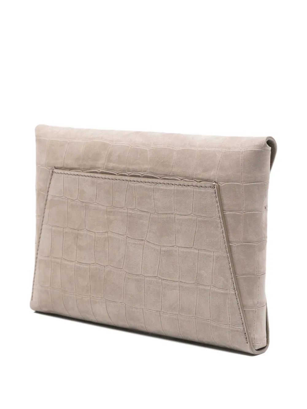 Brunello Cucinelli Clutch met krokodillen-reliëf en ketting Grijs