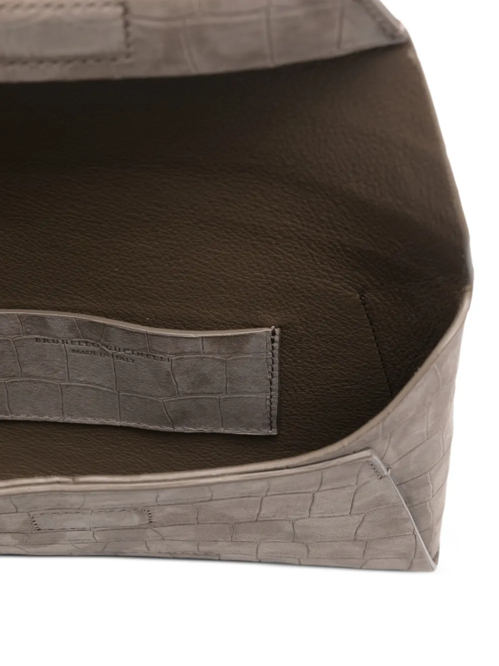 Brunello Cucinelli Clutch met krokodillen-reliëf en ketting Grijs