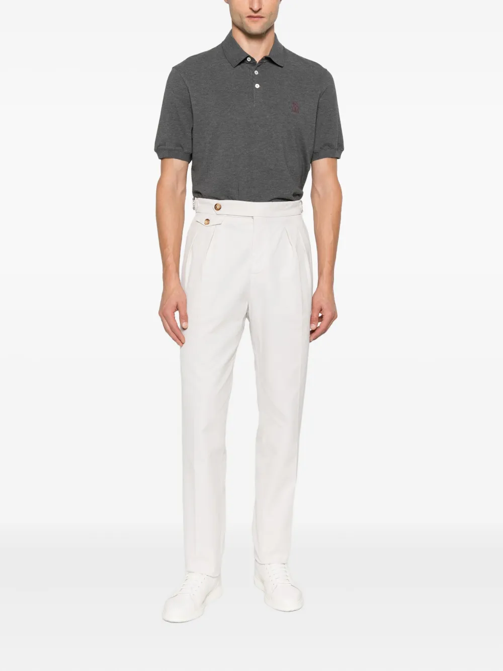 Brunello Cucinelli Poloshirt met korte mouwen Grijs