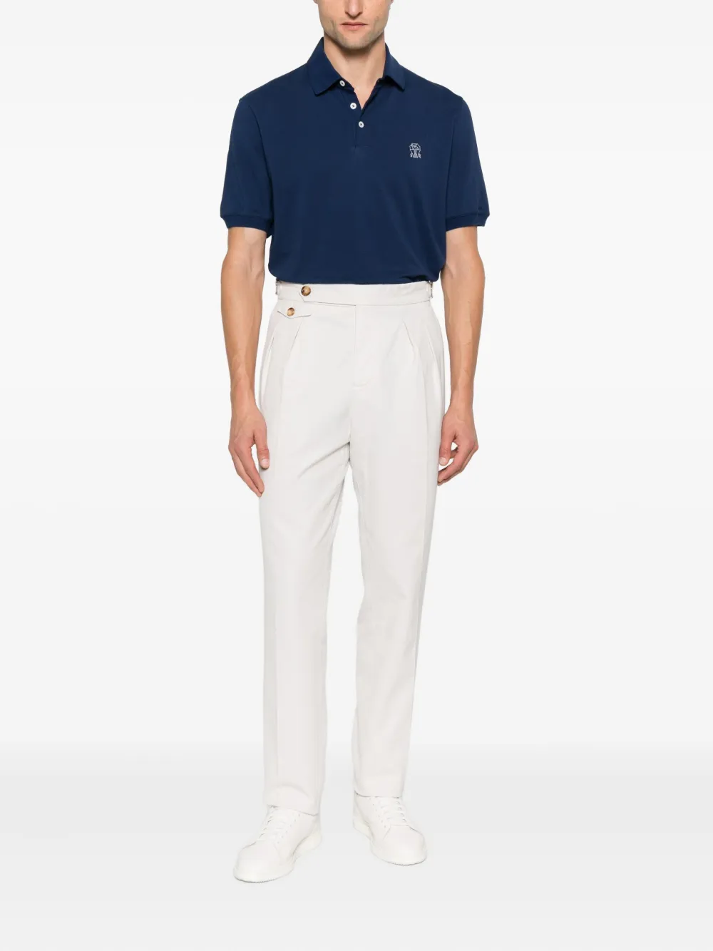 Brunello Cucinelli Poloshirt met geborduurd logo Blauw