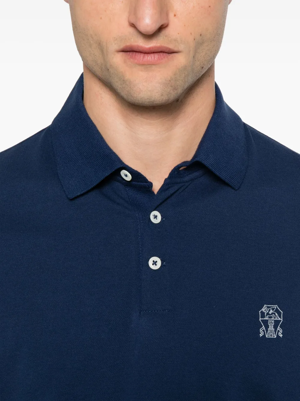 Brunello Cucinelli Poloshirt met geborduurd logo Blauw