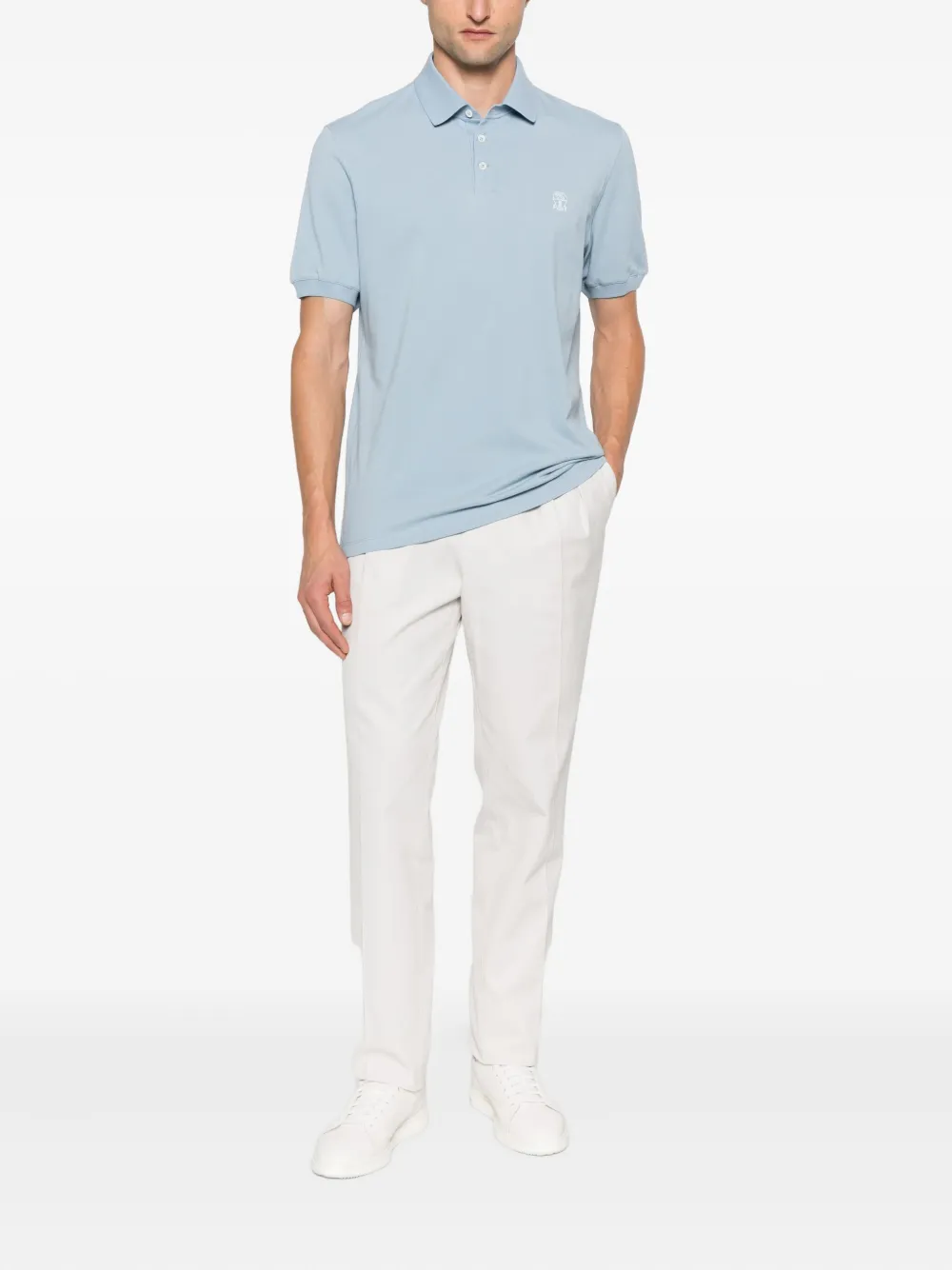 Brunello Cucinelli Poloshirt met geborduurd logo Blauw